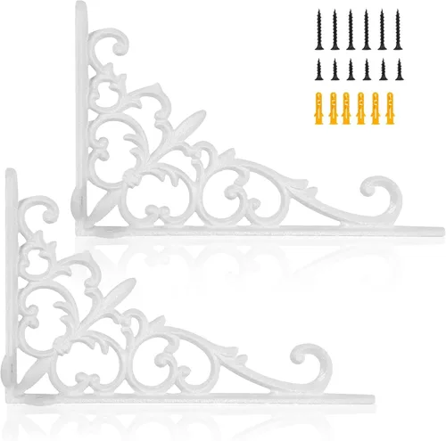 Miniatura 9 de Z Metnal Soportes decorativos para estantes, 6 x 9 pulgadas, soporte de buzón de metal de hierro forjado fundido, decoración de pared, soporte