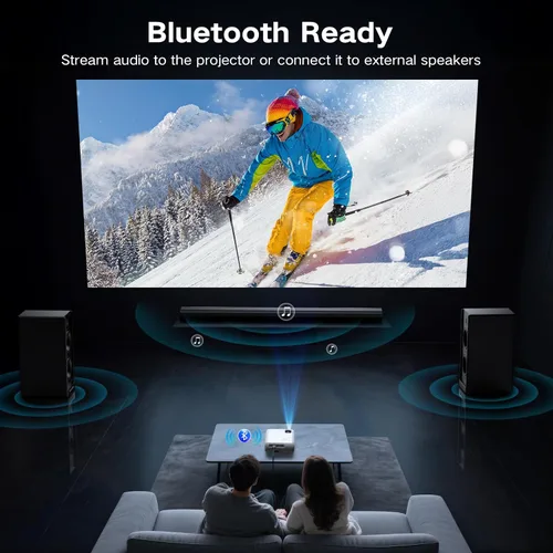 Miniatura 3 de GROVIEW Native - Proyector Bluetooth 1080P, mini proyector portátil de cine en casa con altavoz integrado, compatible con PS5/Switch/USB para Gris