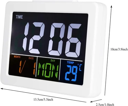 Miniatura 2 de TOPINCN Reloj despertador digital LCD, despertador digital de viaje, calendario digital, despertador, reloj de día para dormitorio, demencia