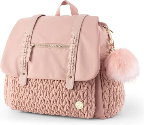 Mochila para pañales de gran capacidad, bolsa de viaje para mamá, impermeable y elegante con cambiador, bolsa de bebé para mujeres y niñas Rosa