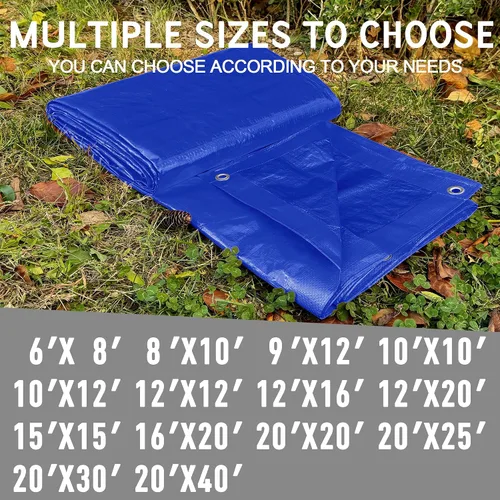 Miniatura 5 de STARPYNG - Lona azul de 7 mm 6x8 pies - Lona impermeable multifuncional azul - Lona impermeable de polietileno resistente a los rayos UV, a prueba