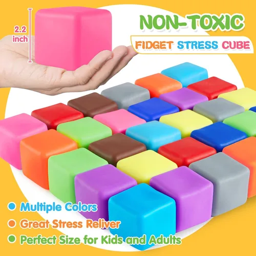 Miniatura 3 de Juguetes Fidget Cubo Antiestrés, 24 Piezas Pelotas Antiestrés al Por Mayor para Niños y Adultos, Pelotas Antiestrés de Cubo de Hielo de Elevación