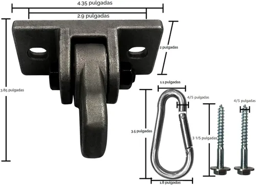 Miniatura 3 de ABUSA - Ganchos resistentes para columpios de metal en color, con tornillos y roscas incluidos, capacidad de más de 5000 libras, para patios de 2