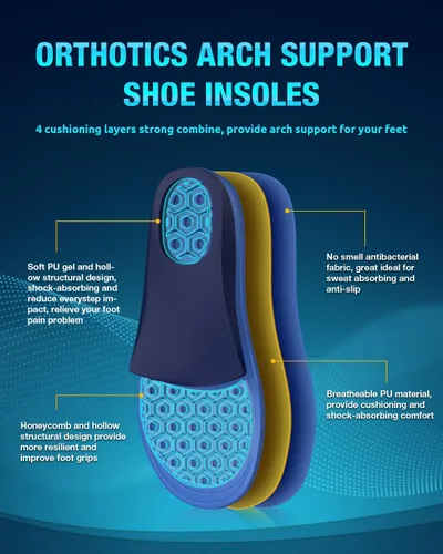 Miniatura 3 de SIIHEA Insertos de zapatos con soporte de arco, absorción de impactos estructurales huecos, plantillas ortopédicas para zapatos para aliviar