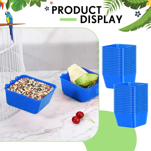 Miniatura 5 de Maxdot 20 piezas de tazas de jaula para comedero de pollo, regaderas para aves de 16 oz, comederos para pájaros colgantes, jaula para conejos, tazón