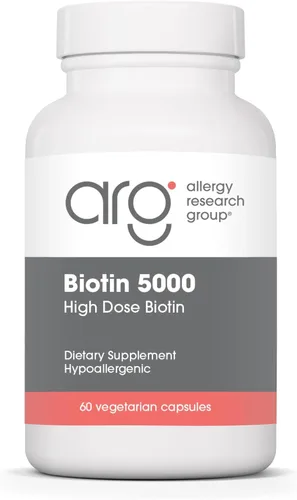 ARG Biotin 5000 - Proporciona 5000 mcg de biotina - Vitamina B - Apoyo al metabolismo y producción de energía - Suplemento para el cabello, la piel