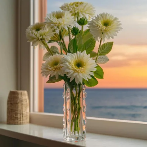 Miniatura 8 de Heavy Glass Flower Vase Thickened Modern Crystal Sparkle Vases Table Centerpiece for Wedding Party Home Décor Housewarming Bedroom Living Room and