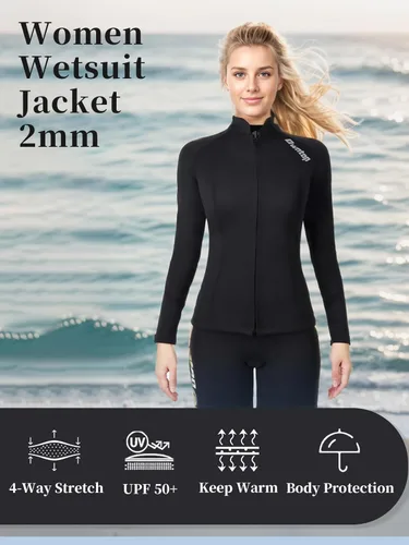 Miniatura 2 de Owntop Camisetas de neopreno Mujeres y hombres Manga larga de neopreno de 0.079 in Flexible y cómodo Cremallera frontal YKK Surfing Buceo