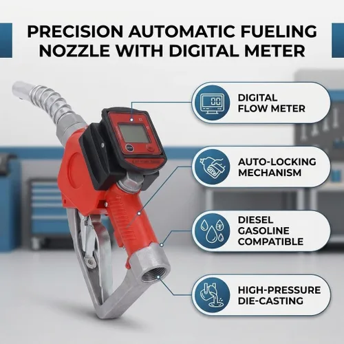 Miniatura 4 de Fafeicy Boquilla de combustible automática, aleación de aluminio, modelo K28, con medidor digital, apagado automático, bloqueo de 3 posiciones