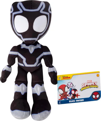 Marvel Spidey and His Amazing Friends - Figura de peluche de 8 pulgadas de Black Panther – Figura de juguete de Spider-Man – Producto oficial –