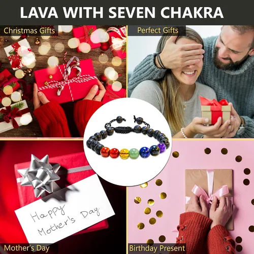 Miniatura 174 de Adjustable Crystal Bracelet – Gemstone Bead Bracelet with Adjustable Macrame String – Chic Gemstone Bracelet for Men and Women – 8mm Round Healing