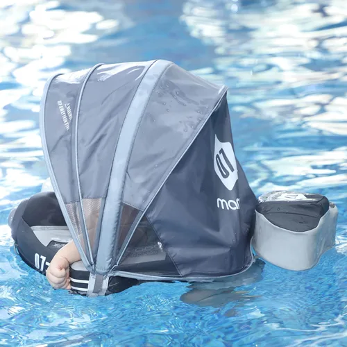 Miniatura 7 de Mambobaby Flotador Mejorado con Cola Añadida para Bebé con Toldo para Anillo de Natación de Cintura Infantil Entrenador de Natación Flotadores No