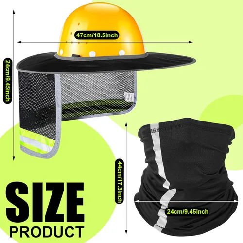 Miniatura 3 de SATINIOR 4 unidades de sombrero duro para sombrero de alta visibilidad, visera de sol y polaina para el cuello, bandana con tira reflectante, Negro