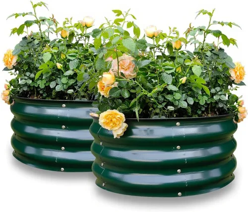 Miniatura 21 de GARDMAX 2x2x1FT Galvanized Round Raised Garden Bed Kit, Metal Planter Boxes Outdoor with Easy Assembly, Large Garden Bed for Vegetables, Fruits