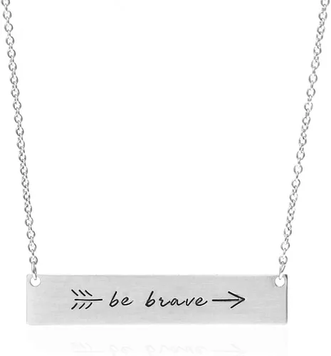RIAH FASHION Collar de barra con dije de mensaje positivo inspirador Placa de letras grabada delicada cadena Be Brave, Follow Your Heart, Love,