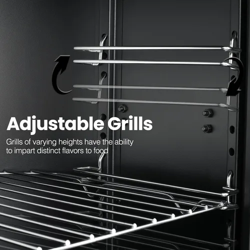 Miniatura 5 de Ahumador de propano, ahumador vertical con tres estantes extraíbles, parrillas al aire libre y ahumadores con termómetro para barbacoa, patio Negro