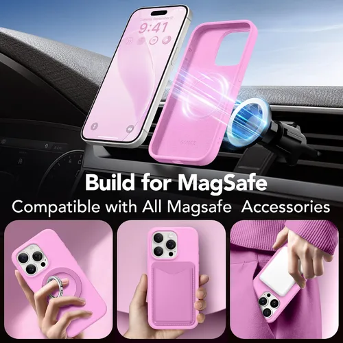 Miniatura 64 de GONEZ Funda de silicona para iPhone 15 Pro Max, compatible con Magsafe, protector de cámara + protector de pantalla, forro de microfibra suave