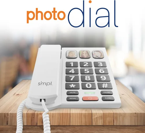 Miniatura 6 de SMPL Teléfono de botón grande para personas mayores, teléfono fijo con cable simple para ancianos, discapacitados, Alzheimer, demencia, problemas