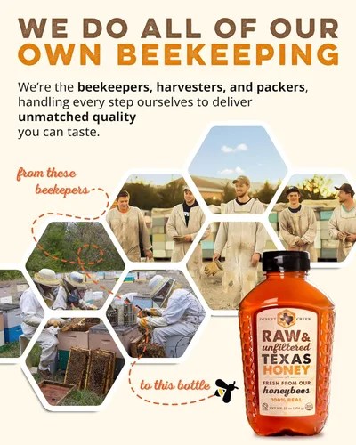 Miniatura 4 de Desert Creek Honey - Miel 100% sin filtrar, pura y cruda de Texas - Sustituto natural del azúcar - Una libra de miel americana sin procesar y sin