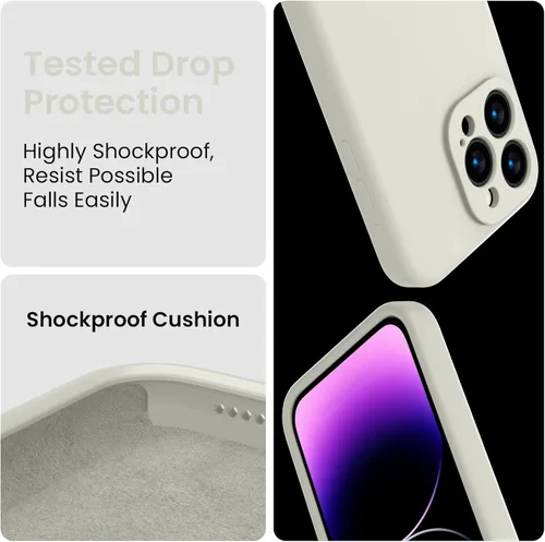 Miniatura 4 de FireNova Funda diseñada para iPhone 15 Pro, funda de silicona mejorada [protección de cámara], forro interior de microfibra antiarañazos, 6.1 Piedra