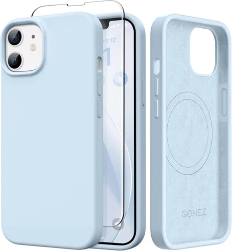 Miniatura 139 de GONEZ Funda de silicona para iPhone 14 Pro Max, compatible con MagSafe, con protector de pantalla + protector de lente de cámara, silicona líquida a