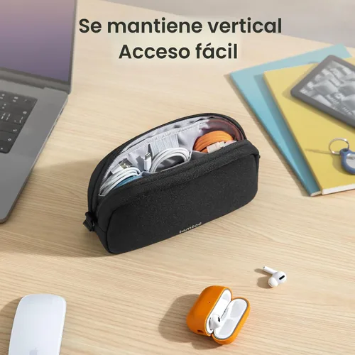 Miniatura 3 de tomtoc Organizador de Electrónicos Estuche de Viaje, Bolsa de Viaje Resistente al Agua Organizador de Cables para Artículos Esenciales, Bolsa Negro