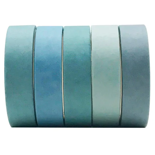 EnYan - Juego de 5 rollos de cinta washi azul vintage, cintas decorativas japonesas de enmascarar para manualidades de bricolaje y artes,