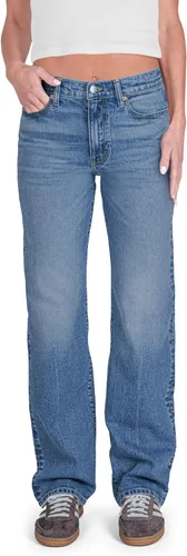 Pantalones clásicos de mezclilla de tiro medio y corte recto para mujer