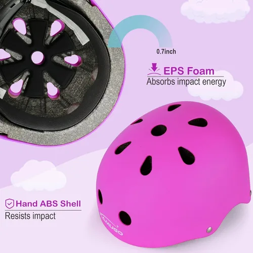 Miniatura 3 de KAMUGO - Casco de bicicleta para niños, casco para niños pequeños de 2 a 8 años, para niños y niñas, con equipo de protección deportiva, rodilleras