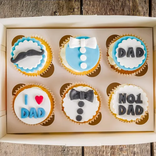 Miniatura 4 de Doumeny 6 moldes para fondant para el día del padre, con texto en inglés "I love dad", molde de silicona para bigote, para hornear, lazo, barba