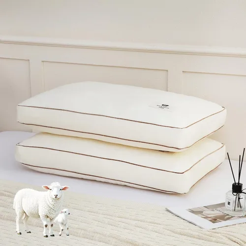 Miniatura 11 de YOUR MOON Almohada de lana suave natural tamaño estándar, almohadas de cama suaves para dormir, relleno de lana australiana de primera calidad
