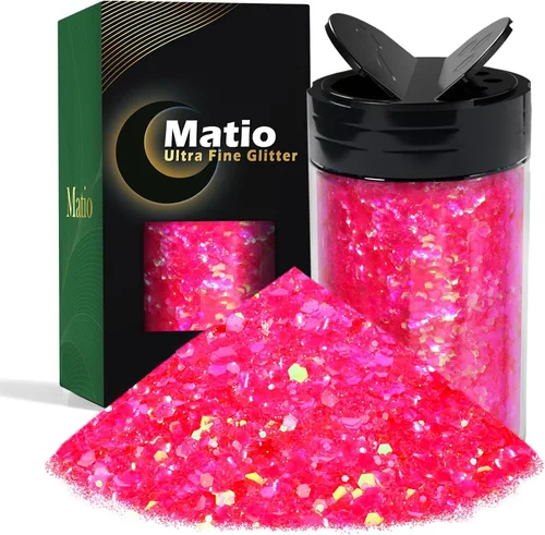 Miniatura 14 de Matio Purpurina gruesa de 7.8 onzas / 7.76 oz de color blanco luna, polvo de purpurina ultrafina, mezcla de copos de PET gruesos, lentejuelas