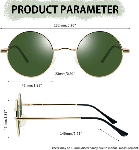 Miniatura 4 de Joopin Lentes de sol redondos pequeños retro, redondos, hippie, polarizados, protección UV400, pantallas de metal para hombres y mujeres