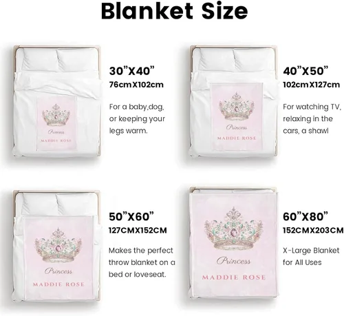 Miniatura 7 de Mantas de bebé personalizadas con nombre, mantas de bebé personalizadas para niñas, regalos de bebé, manta personalizada con corona de princesa