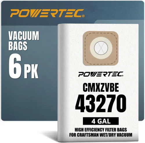 Miniatura 10 de POWERTEC 38749 Compra bolsas para aspiradora Craftsman de 16 a 20 galones, 16-20 galones, compra bolsas de vacío CMXZVBE38749 para Craftsman