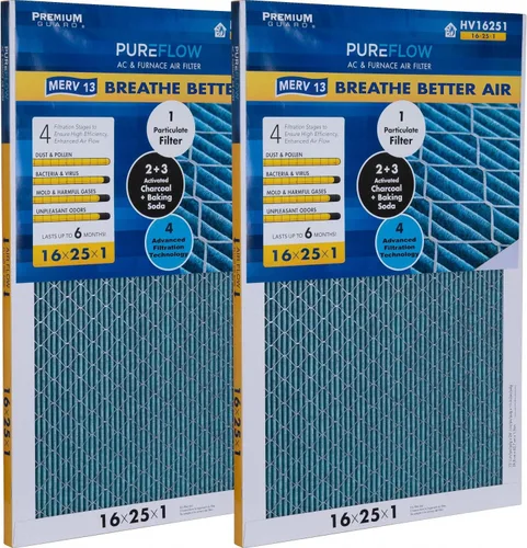 Miniatura 14 de PureFlow - Filtro de aire para horno doméstico de 12 x 12 x 1, con 4 capas de tecnología de filtración avanzada, MERV-13 paquete de 2