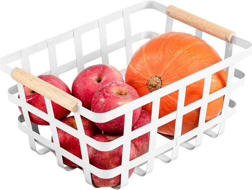 Miniatura 2 de Cestas de granja, cestas de metal de alambre, cesta de almacenamiento de organizador de alimentos de alambre, contenedor de frutas con asas
