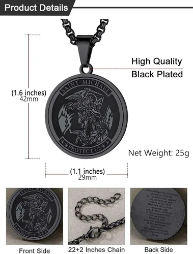 Miniatura 220 de U7 Saint Benedict/Michael Medal Necklace, 316L Stainless Steel Virgin Mary Necklace for Men Women, Bible Verse Protection Necklace Catholic