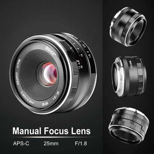 Miniatura 3 de Meike Lente de enfoque manual de gran apertura F1.8 APS-C de 0.984 in compatible con cámaras sin espejo Sony E Mount NEX 3 3N 5 NEX 5T NEX 6 7 A6400