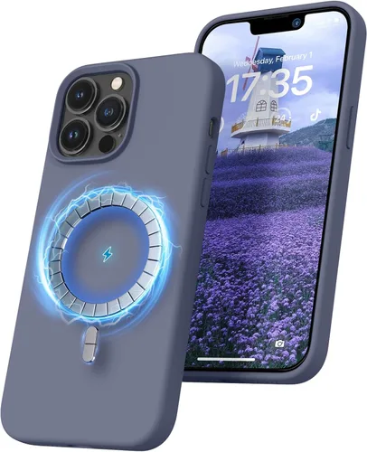 Miniatura 14 de RIZUS - Funda de silicona magnética para iPhone 13 Pro Max [compatible con MagSafe], funda delgada con forro de microfibra antiarañazos, a prueba