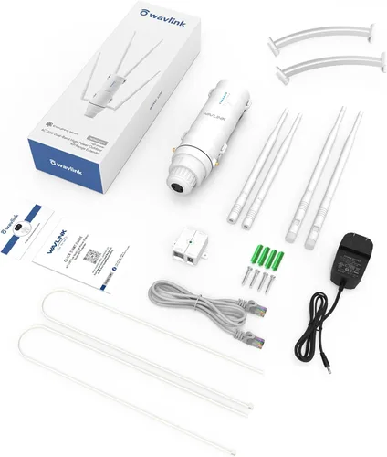 Miniatura 7 de WAVLINK AC1200 Extensor de alcance WiFi al aire libre de largo alcance resistente a la intemperie/Punto de acceso inalámbrico con POE pasivo, Banda