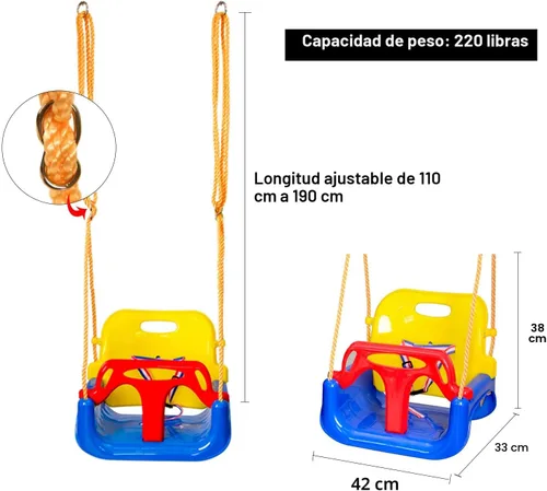 Miniatura 6 de RedSwing 3 en 1 Asiento de columpio para bebé, columpio para niños pequeños, asiento colgante antivuelco, seguro y cómodo, desmontable, para bebés a