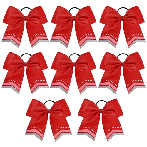 Miniatura 28 de 8 lazos de animación con brillantina, grandes lazos negros para animar, lazos para el pelo para niñas de 8 pulgadas, banda elástica a granel