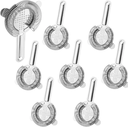 HOZEON 8 coladores de cóctel de 6.5 pulgadas, herramienta de colador de barra de acero inoxidable, colador de camarero de 2 puntas para bar,