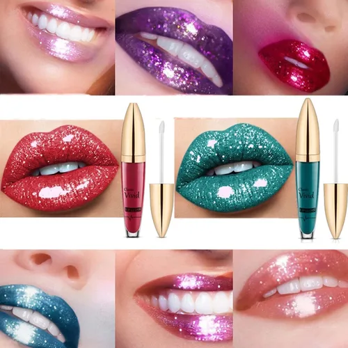 Miniatura 5 de Lápiz labial líquido brillante de diamantes para Halloween, brillo labial líquido con purpurina gótica, de alto pigmento brillante, resistente al #03