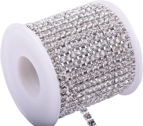 KAOYOO - Cadena de diamantes de imitación de 9 metros (10 yardas) con cristal de 3 mm, cadena de diamantes de imitación para manualidades, costura,