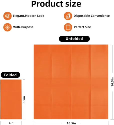 Miniatura 2 de KAMMAK Servilletas Desechables Paquete de 100 Servilletas de Papel Tipo Tela Naranja para Cena con Bolsillo Plegado Servilletas de Boda Toallas