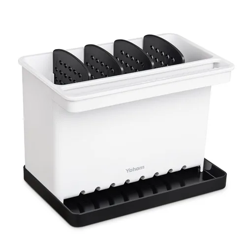 YOHOM Soporte de cepillo de esponja de cocina para fregadero, organizador de esponja de plato, organizador de encimera, soporte de cepillo de