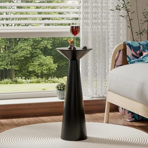 Miniatura 6 de COZAYH Farmhouse Mesa Auxiliar Alta con Pedestal Mesa Pequeña de Madera Maciza para Martini Soporte para Plantas Mesa Redonda Moderna para Bebidas