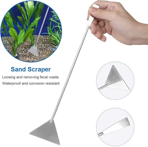 Miniatura 5 de Kit de herramientas de acuario 7 en 1, herramientas de acuario de acero inoxidable, pinzas y tijeras raspadoras para acuario, tanque de peces